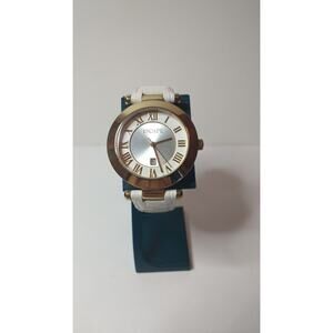 Escape, Japan Ladies Watch Silvertone Two-Tone Face genuine leather band